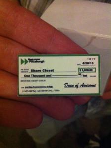 Share Closet award micro-check